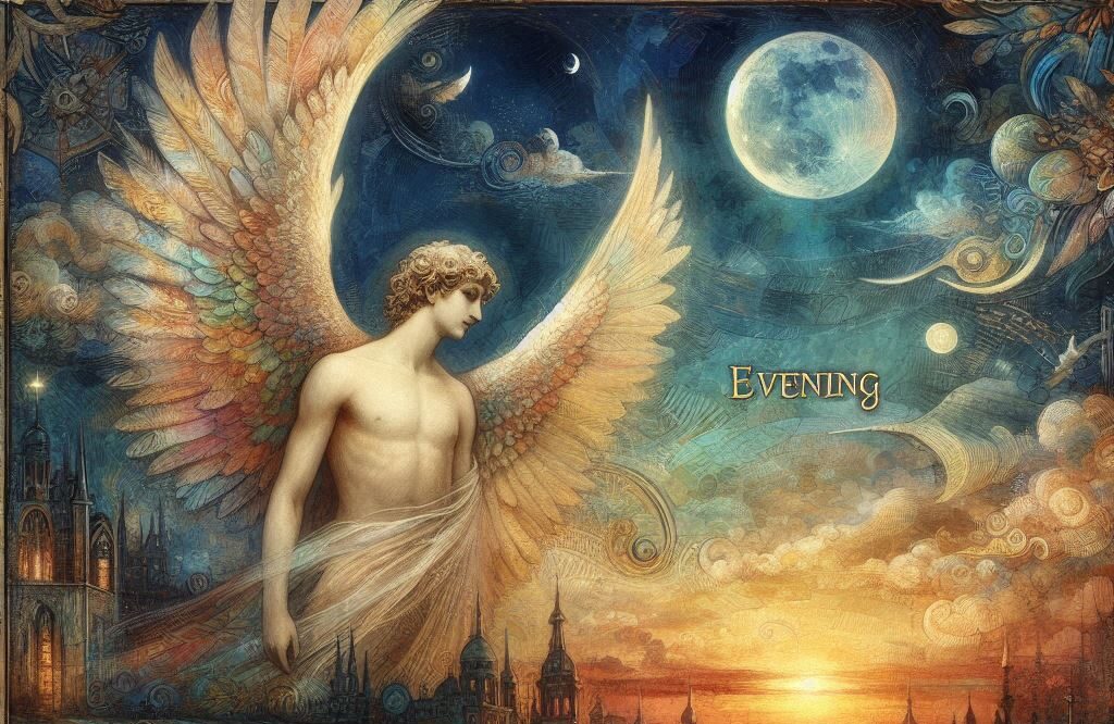 artistic image for a poem title evening male angel