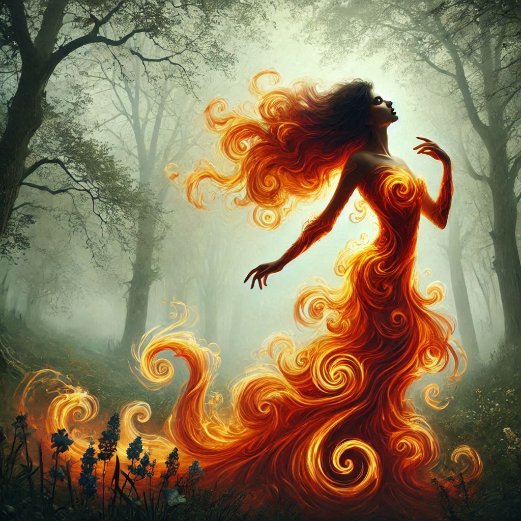 artistique image visge de femme comme une flamme dans la brume (1)