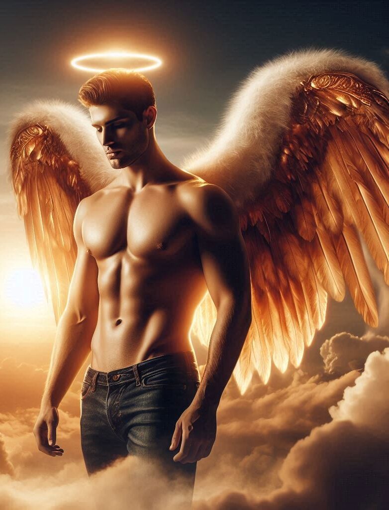 male angel evening background